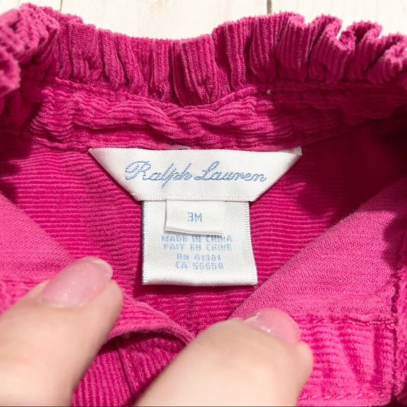 RALPH LAUREN Pink Half Button Up Flutter Top 3mos - Picture 3 of 4